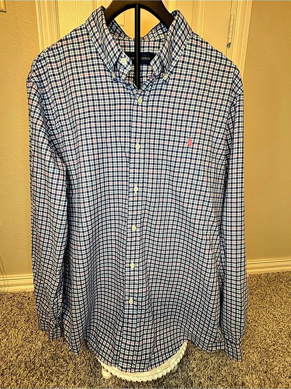 Ralph Lauren Plaid Cotton Button Down Shirt Size XL